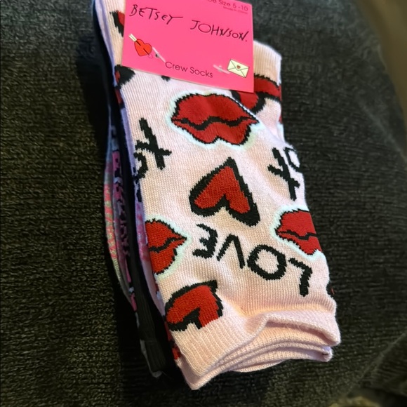 Betsey Johnson Accessories - Betsey Johnson Women’s NWT Love Crew Socks - Pink and Red (3 pair)